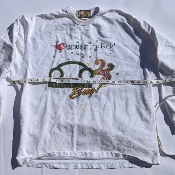 Vintage Sportop 1999 Magnus in the Park White Crew Neck Sweater Small *stain - Picture 2 of 10
